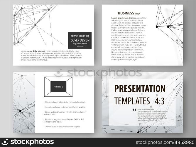 Set of business templates for presentation slides. Easy editable abstract vector layouts in flat design. DNA and neurons molecule structure. Medicine, science, technology concept. Scalable graphic.. Set of business templates for presentation slides. Easy editable abstract vector layouts in flat design. DNA and neurons molecule structure. Medicine, science, technology concept. Scalable graphic