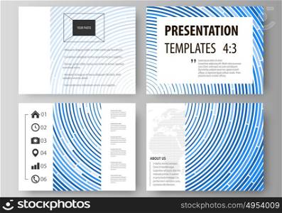 Set of business templates for presentation slides. Easy editable abstract vector layouts in flat design. Blue color background in minimalist style made from colorful circles.. Set of business templates for presentation slides. Easy editable abstract vector layouts in flat design. Blue color background in minimalist style made from colorful circles