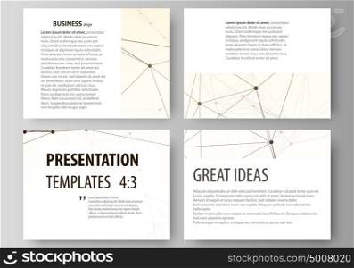 Set of business templates for presentation slides. Easy editable abstract vector layouts in flat design. Technology, science, medical concept, dots and lines, cybernetic digital style. Lines plexus.. Set of business templates for presentation slides. Easy editable abstract vector layouts in flat design. Technology, science, medical concept, dots and lines, cybernetic digital style. Lines plexus