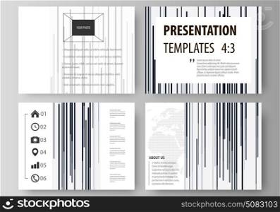 Set of business templates for presentation slides. Easy editable abstract vector layouts in flat design. Simple monochrome geometric pattern. Minimalistic background. Gray color shapes.. Set of business templates for presentation slides. Easy editable abstract vector layouts in flat design. Simple monochrome geometric pattern. Minimalistic background. Gray color shapes