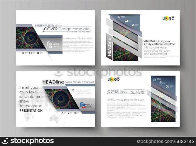 Set of business templates for presentation slides. Easy editable abstract vector layouts in flat design. Bright color lines, colorful beautiful background. Perfect decoration.. Set of business templates for presentation slides. Easy editable abstract vector layouts in flat design. Bright color lines, colorful beautiful background. Perfect decoration