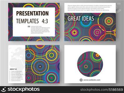 Set of business templates for presentation slides. Easy editable abstract vector layouts in flat design. Bright color background in minimalist style made from colorful circles.. Set of business templates for presentation slides. Easy editable abstract vector layouts in flat design. Bright color background in minimalist style made from colorful circles
