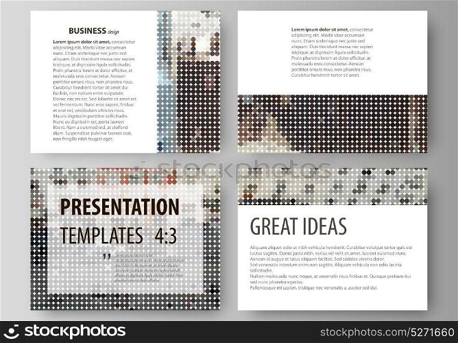 Set of business templates for presentation slides. Easy editable abstract vector layouts in flat design. Colorful background made of dotted texture, urban pattern.. Set of business templates for presentation slides. Easy editable abstract vector layouts in flat design. Colorful background made of dotted texture, urban pattern
