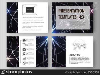 Set of business templates for presentation slides. Easy editable abstract vector layouts in flat design. Sacred geometry, glowing geometrical ornament. Mystical background.. Set of business templates for presentation slides. Easy editable abstract vector layouts in flat design. Sacred geometry, glowing geometrical ornament. Mystical background