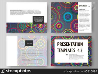 Set of business templates for presentation slides. Easy editable abstract vector layouts in flat design. Bright color background in minimalist style made from colorful circles.. Set of business templates for presentation slides. Easy editable abstract vector layouts in flat design. Bright color background in minimalist style made from colorful circles
