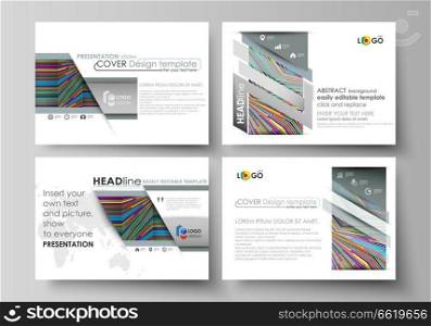 Set of business templates for presentation slides. Easy editable abstract vector layouts in flat design. Bright color lines, colorful style with geometric shapes forming beautiful minimalist background.. Business templates for presentation slides. Easy editable abstract vector layouts in flat design. Bright color lines, colorful style with geometric shapes forming beautiful minimalist background.