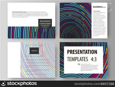 Set of business templates for presentation slides. Easy editable abstract vector layouts in flat design. Blue color background in minimalist style made from colorful circles. Set of business templates for presentation slides. Easy editable abstract vector layouts in flat design. Blue color background in minimalist style made from colorful circles.