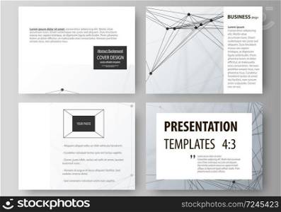 Set of business templates for presentation slides. Easy editable abstract vector layouts in flat design. Genetic and chemical compounds. Atom, DNA and neurons. Medicine, chemistry, science or technology concept. Geometric background.. Business templates for presentation slides. Vector layouts in flat design. Genetic and chemical compounds. Atom, DNA and neurons. Medicine, chemistry, technology concept. Geometric background.
