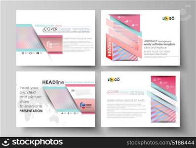 Set of business templates for presentation slides. Easy editable abstract vector layouts in flat style. Sweet pink and blue decoration, pretty romantic design, cute candy background.. Set of business templates for presentation slides. Easy editable abstract vector layouts in flat design. Sweet pink and blue decoration, pretty romantic design, cute candy background.