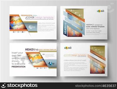 Set of business templates for presentation slides. Easy editable flat layouts. Abstract colorful triangle design vector background with polygonal molecules.. Set of business templates for presentation slides. Easy editable abstract layouts in flat design. Abstract colorful triangle design vector background with polygonal molecules.