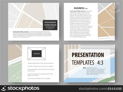 Set of business templates for presentation slides. Easy editable layouts. City map with streets. Flat design template, tourism businesses, abstract vector illustration.. Set of business templates for presentation slides. Easy editable abstract layouts in flat design. City map with streets. Flat design template for tourism businesses, abstract vector illustration.