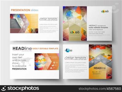 Set of business templates for presentation slides. Easy editable layouts in flat design. Abstract colorful triangular vector background with polygonal molecules.. Set of business templates for presentation slides. Easy editable abstract layouts in flat design. Abstract colorful triangle design vector background with polygonal molecules.