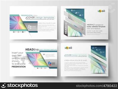 Set of business templates for presentation slides. Easy editable layouts in flat style, vector illustration. Colorful background with abstract waves, lines. Bright color curves. Motion design.. Set of business templates for presentation slides. Easy editable layouts in flat style, vector illustration. Colorful background with abstract waves, lines. Bright color curves. Motion design