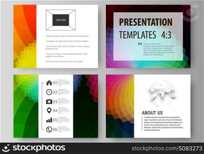 Set of business templates for presentation slides. Easy editable layouts in flat style, vector illustration. Colorful design with overlapping geometric shapes forming abstract beautiful background.. Set of business templates for presentation slides. Easy editable abstract layouts in flat design, vector illustration. Colorful design with overlapping geometric shapes and waves forming abstract beautiful background.
