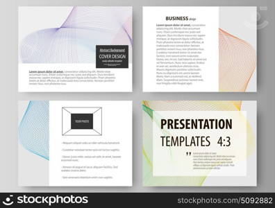 Set of business templates for presentation slides. Easy editable layouts in flat style, vector illustration. Colorful design with waves forming abstract beautiful background.. Set of business templates for presentation slides. Easy editable abstract layouts in flat design, vector illustration. Colorful design with overlapping geometric shapes and waves forming abstract beautiful background.