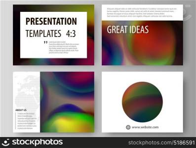 Set of business templates for presentation slides. Easy editable layouts in flat style, vector illustration. Colorful design background with abstract shapes, bright cell backdrop.. Set of business templates for presentation slides. Easy editable abstract layouts in flat design, vector illustration. Colorful design background with abstract shapes, bright cell backdrop.