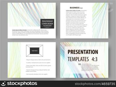 Set of business templates for presentation slides. Easy editable layouts, vector illustration. Colorful background with abstract waves, lines. Bright color curves. Motion design