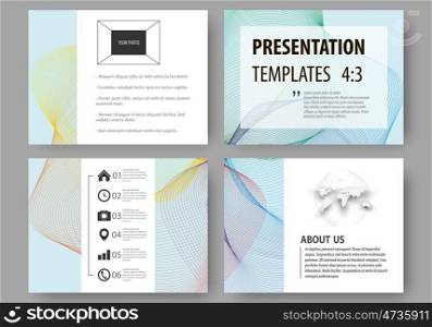 Set of business templates for presentation slides. Easy editable layouts, vector illustration. Colorful design background with abstract waves.. Set of business templates for presentation slides. Easy editable layouts, vector illustration. Colorful design background with abstract waves