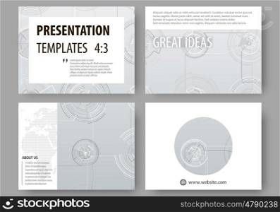 Set of business templates for presentation slides. Easy editable layouts, vector illustration. High tech design, connecting system. Science and technology concept. Futuristic abstract background