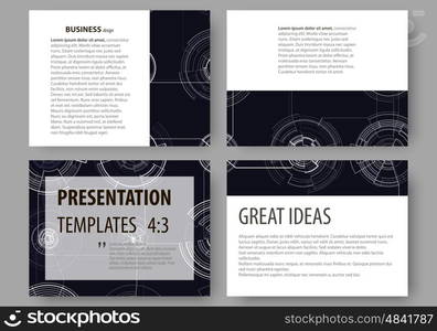 Set of business templates for presentation slides. Easy editable layouts, vector illustration. High tech design, connecting system. Science and technology concept. Futuristic abstract background