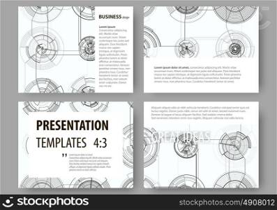 Set of business templates for presentation slides. Easy editable layouts, vector illustration. High tech design, connecting system. Science and technology concept. Futuristic abstract background.. Set of business templates for presentation slides. Easy editable layouts, vector illustration. High tech design, connecting system. Science and technology concept. Futuristic abstract background