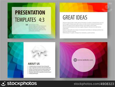 Set of business templates for presentation slides. Easy editable layouts, vector illustration. Colorful design background with abstract shapes, overlap effect.. Set of business templates for presentation slides. Easy editable layouts, vector illustration. Colorful design background with abstract shapes, overlap effect