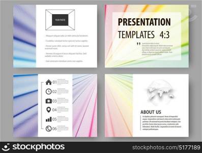 Set of business templates for presentation slides. Easy editable layouts, vector illustration. Colorful background with abstract waves, lines. Bright color curves. Motion design. Set of business templates for presentation slides. Easy editable layouts, vector illustration. Colorful background with abstract waves, lines. Bright color curves. Motion design.
