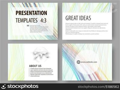 Set of business templates for presentation slides. Easy editable layouts, vector illustration. Colorful background with abstract waves, lines. Bright color curves. Motion design.. Set of business templates for presentation slides. Easy editable layouts, vector illustration. Colorful background with abstract waves, lines. Bright color curves. Motion design