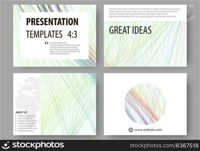 Set of business templates for presentation slides. Easy editable layouts, vector illustration. Colorful background with abstract waves, lines. Bright color curves. Motion design.. Set of business templates for presentation slides. Easy editable layouts, vector illustration. Colorful background with abstract waves, lines. Bright color curves. Motion design