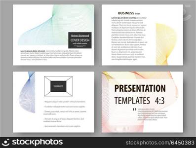 Set of business templates for presentation slides. Easy editable layouts, vector illustration. Colorful design background with abstract waves.. Set of business templates for presentation slides. Easy editable layouts, vector illustration. Colorful design background with abstract waves