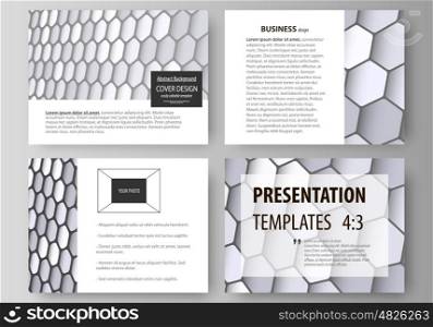 Set of business templates for presentation slides. Easy editable vector layouts in flat design. Gray color hexagons in perspective. Abstract polygonal style modern background.. Set of business templates for presentation slides. Easy editable abstract vector layouts in flat design. Gray color hexagons in perspective. Abstract polygonal style modern background.