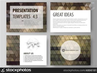 Set of business templates for presentation slides. Easy editable vector layouts in flat design. Abstract multicolored backgrounds. Geometrical patterns. Triangular and hexagonal style.. Set of business templates for presentation slides. Easy editable abstract vector layouts in flat design. Abstract multicolored backgrounds. Geometrical patterns. Triangular and hexagonal style.