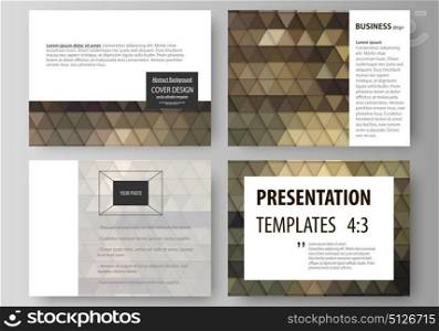 Set of business templates for presentation slides. Easy editable vector layouts in flat design. Abstract multicolored backgrounds. Geometrical patterns. Triangular and hexagonal style.. Set of business templates for presentation slides. Easy editable abstract vector layouts in flat design. Abstract multicolored backgrounds. Geometrical patterns. Triangular and hexagonal style.