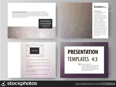 Set of business templates for presentation slides. Easy editable vector layouts in flat design. Dark color triangles and colorful polygones. Abstract polygonal style background.. Set of business templates for presentation slides. Easy editable abstract vector layouts in flat design. Dark color triangles and colorful polygones. Abstract polygonal style background.