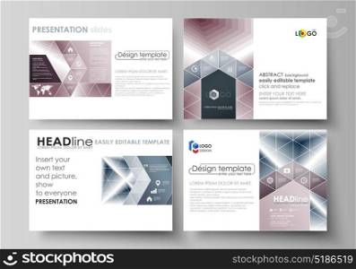 Set of business templates for presentation slides. Easy editable vector layouts in flat design. Simple monochrome geometric pattern. Abstract polygonal style, stylish modern background.. Set of business templates for presentation slides. Easy editable abstract vector layouts in flat design. Simple monochrome geometric pattern. Abstract polygonal style, stylish modern background.