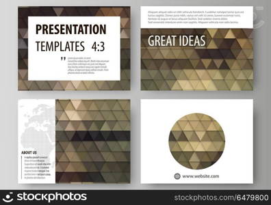 Set of business templates for presentation slides. Easy editable vector layouts in flat design. Abstract multicolored backgrounds. Geometrical patterns. Triangular and hexagonal style.. Set of business templates for presentation slides. Easy editable abstract vector layouts in flat design. Abstract multicolored backgrounds. Geometrical patterns. Triangular and hexagonal style.