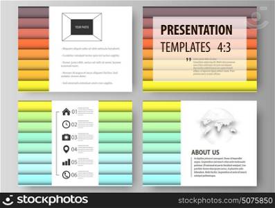 Set of business templates for presentation slides. vector layouts in flat style. Bright color rectangles, colorful design, geometric rectangular shapes forming abstract beautiful background.. Set of business templates for presentation slides. Easy editable abstract layouts in flat design, vector illustration. Bright color rectangles, colorful design with overlapping geometric rectangular shapes forming abstract beautiful background.