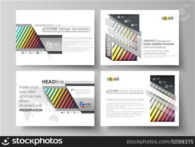 Set of business templates for presentation slides. Vector layouts in flat style. Bright color rectangles, colorful design with geometric rectangular shapes forming abstract beautiful background.. Set of business templates for presentation slides. Easy editable abstract layouts in flat design, vector illustration. Bright color rectangles, colorful design with geometric rectangular shapes forming abstract beautiful background.