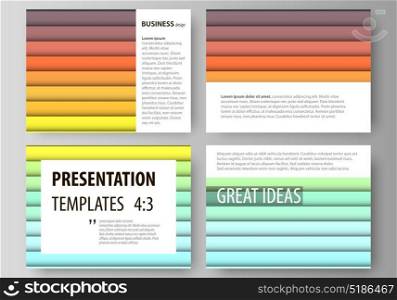 Set of business templates for presentation slides. vector layouts in flat style. Bright color rectangles, colorful design, geometric rectangular shapes forming abstract beautiful background.. Set of business templates for presentation slides. Easy editable abstract layouts in flat design, vector illustration. Bright color rectangles, colorful design with overlapping geometric rectangular shapes forming abstract beautiful background.