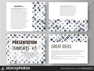 Set of business templates for presentation slides. Vector layouts in flat style. Blue color pattern with rhombuses, abstract design geometrical background. Simple modern stylish texture.. Set of business templates for presentation slides. Easy editable abstract layouts in flat design, vector illustration. Blue color pattern with rhombuses, abstract design geometrical vector background. Simple modern stylish texture.