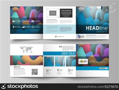 Set of business templates for tri fold square brochures. Leaflet cover, flat style vector layout. Bright color pattern, colorful design with overlapping shapes forming abstract beautiful background.. Set of business templates for tri fold square brochures. Leaflet cover, flat style vector layout. Bright color pattern, colorful design with overlapping shapes forming abstract beautiful background