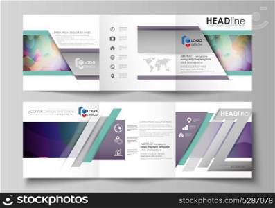 Set of business templates for tri fold square brochures. Leaflet cover, flat style vector layout. Bright color pattern, colorful design with overlapping shapes forming abstract beautiful background.. Set of business templates for tri fold square brochures. Leaflet cover, flat style vector layout. Bright color pattern, colorful design with overlapping shapes forming abstract beautiful background