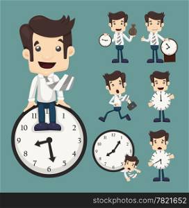 Set of businessman and clock , eps10 vector format