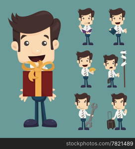 Set of businessman characters poses , eps10 vector format