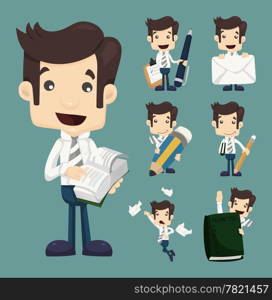 Set of businessman characters poses , office worker , eps10 vector format