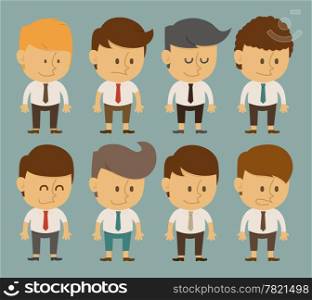 Set of businessman characters poses , office worker , eps10 vector format