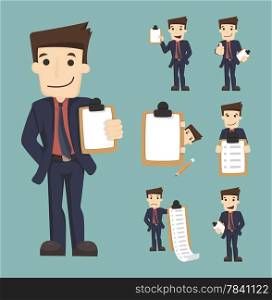 Set of businessman characters with checklist , eps10 vector format