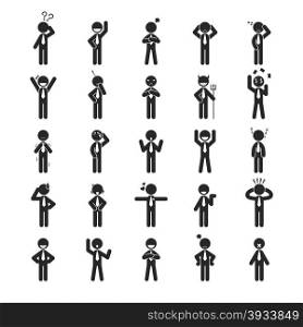 Set of businessman emotion character , Human pictogram Icons , eps10 vector format