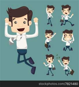 Set of businessman leaping characters poses , eps10 vector format
