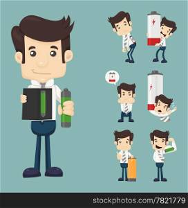 Set of businessman with battery , eps10 vector format